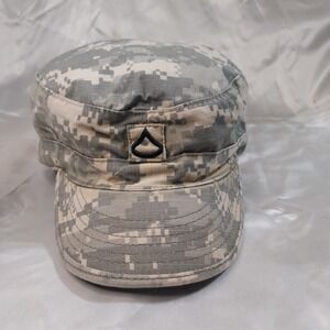 R & B Inc. Mens 7 5/8 Patrol Cap ACU Digital Camo Ripstop PFC Rank Insignia